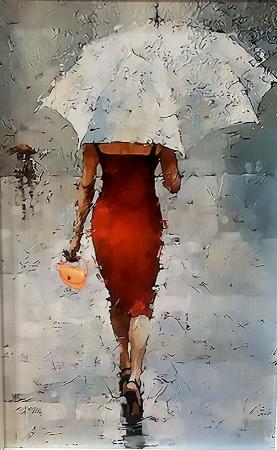 Art work by Andrea Tirinnanzi Figura con ombrello  - mixed cardboard 